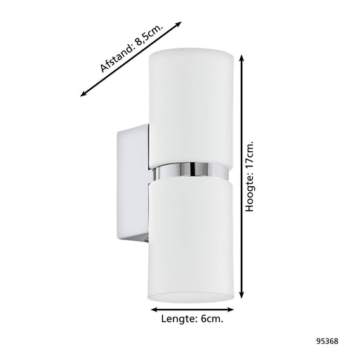 EGLO wandlamp Passa - 2 lichts - chroom, wit - vtwonen shop