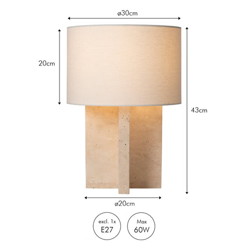 Atmooz tafellamp Gijon - beige - Ø 30 x H 43 cm - E27