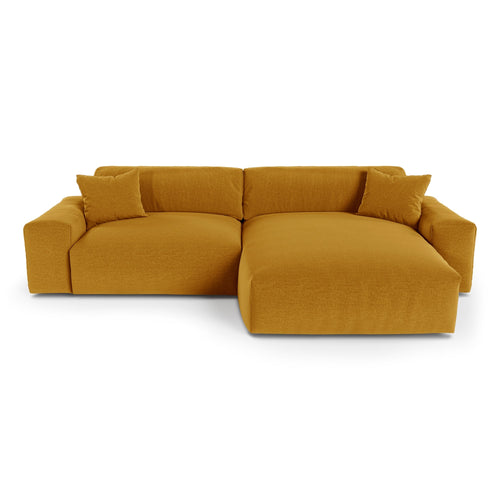 Premium Interiors - Rechthoekige hoekbank CHEER - zacht aanvoelende geweven stof  mosterd 312cm