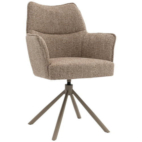 DÉJA Living Eetkamerstoel Zayn - Taupe/Taupe - Draaibaar - Set van 2 - vtwonen shop