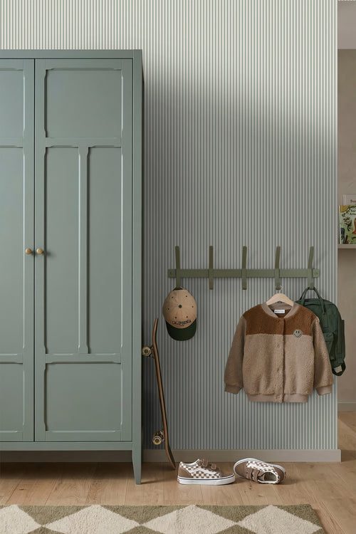 Sanders & Sanders behang strepen vergrijsd groen - 53 cm x 10.05 m - 640707