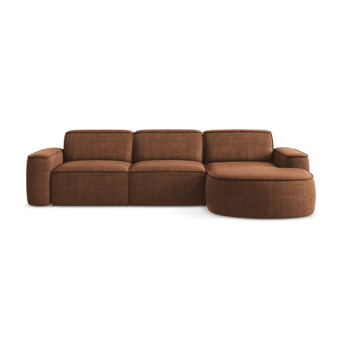 LaMiaSofa hoekbank rechts Melissa - textuurstof - terracotta - 284x166x70