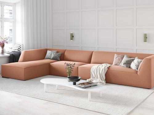 Micadoni linker hoekbank Ruby 5-zits, flueel, roze - 180x366x69cm