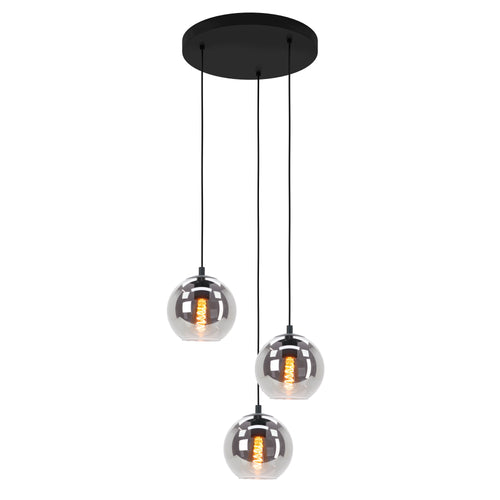 EGLO hanglamp Ariscani - ø 42,5 cm - rookglas - 3 lichts - zwart - vtwonen shop