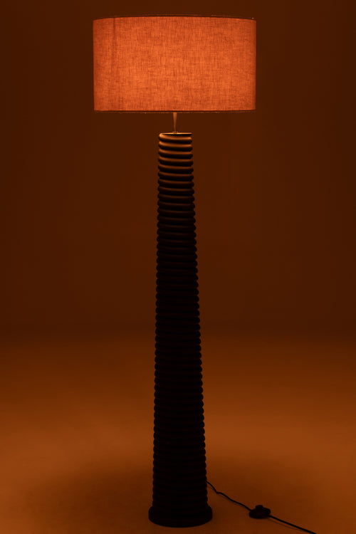 J-Line vloerlamp Schroefdraad Ailanthus - hout - zwart/grijs