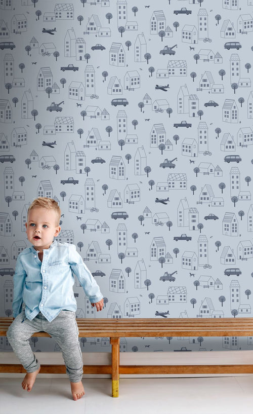 ESTAhome behang voertuigen blauw - 50 x 900 cm - 131823