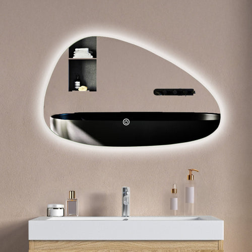 LOMAZOO badkamerspiegel Malaga - met LED verlichting & spiegelverwarming - asymmetrisch - 60 x 37.5 cm