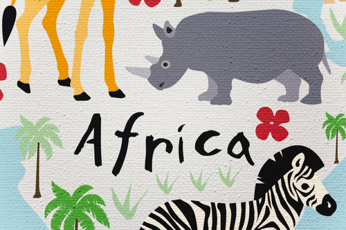 Canvas 60x40 Afdruk Wereldkaart Dieren - vtwonen shop