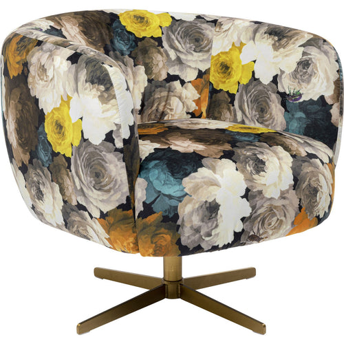 Kare Design Draaifauteuil Pioenen geel