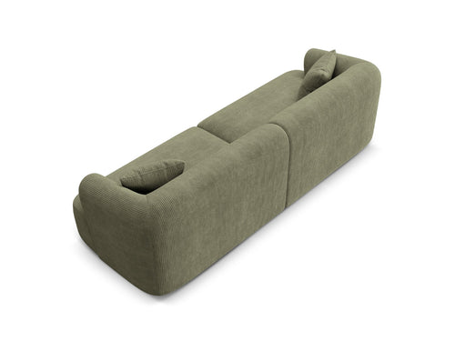 Cosmopolitan Design Modulaire bank Campi 4-zits, ribfluwelen mosgroen - 90x255x70cm