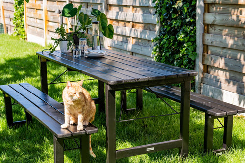 MaximaVida inklapbare picknicktafel Riga 200 x 70 cm blackwash - FSC vurenhout