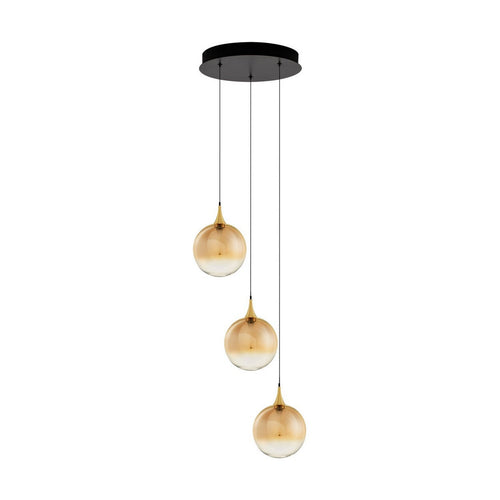 Nova Luce ORENDA Hanglamp met clusterdesign, champagnekleur, messinggoud, matzwart, Triac dimbare LED 15W 750lm 3000K