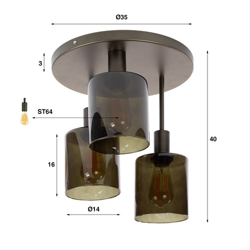 Hoyz collection - Plafondlamp Sepiora 3L - vtwonen shop