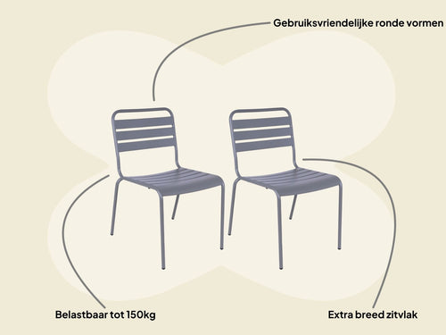 MaximaVida metalen tuinstoel Max muisgrijs - doos per 2 stuks