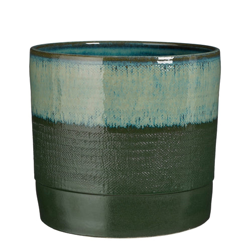 Mica Decorations Olof Bloempot - H24 x Ø26 cm - Terracotta - Donkergroen - vtwonen shop