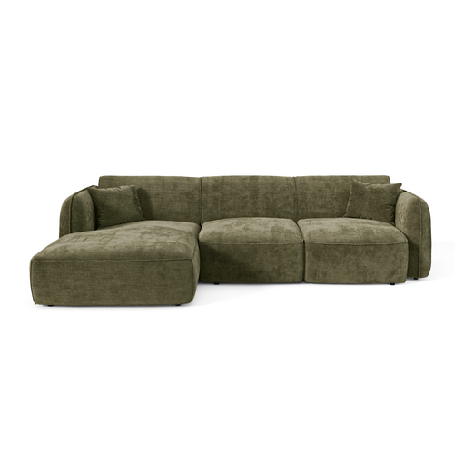 Premium Interiors - Linkerhoekbank LOMI - gewaafd fluweel vintage groen 274cm