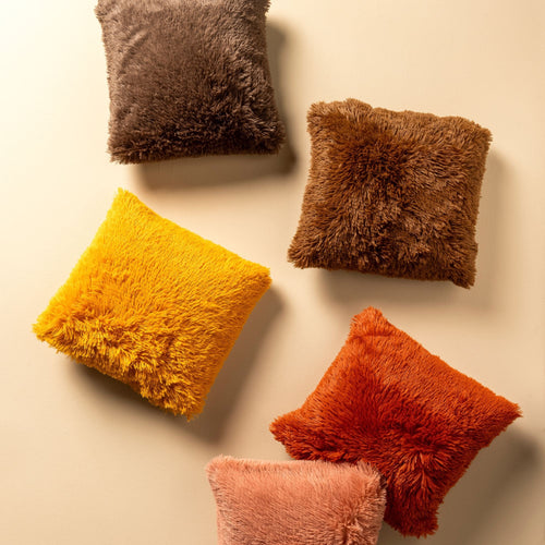 FLUFFY - Kussenhoes 45x45 cm - superzacht - effen kleur - Golden Glow - geel