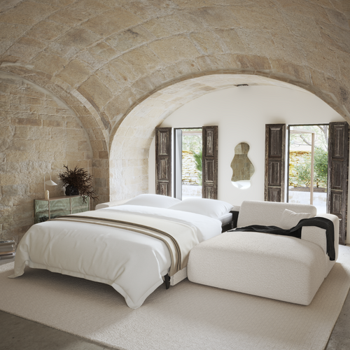 Sia Home - Rechte hoekbanken MYRA - Bouclette stof - Crème - 299cm - vtwonen shop