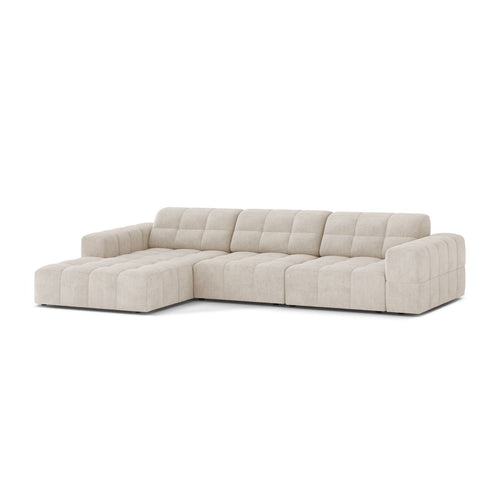 Cosmopolitan Design - Linker hoekbank Chicago 4-zits, chenille lichtbeige - 167x294x78cm