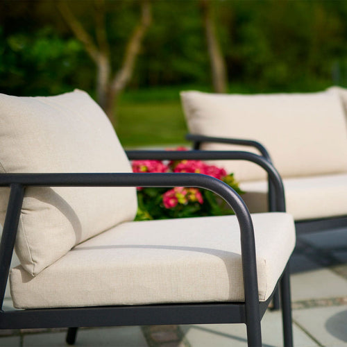 Lisomme Manu Tuin Loungeset Zwart 5delig - Met Beige Zitkussens - vtwonen shop