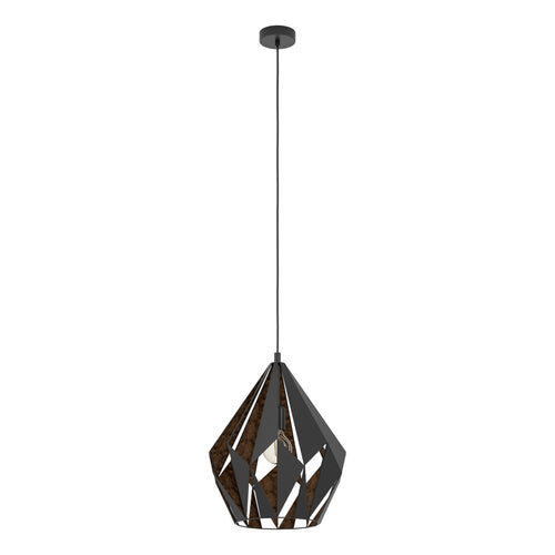 EGLO hanglamp Carlton 1 - e27 - ø 38,5 cm - zwart/koper - vtwonen shop