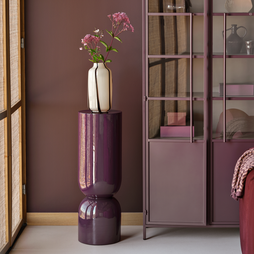 WOOOD vaas Selena - Glas - Naturel Met Streep Bruin - 35x18x18
