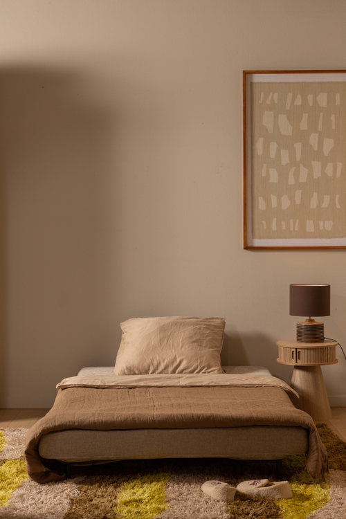 WOOOD slaapbank Xem - 1-Persoons - Chenille stof - Naturel - 80x122x92 - vtwonen shop