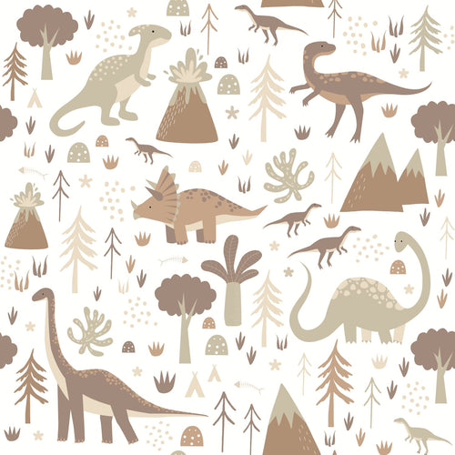 ESTAhome behang dinosaurussen bruin - 50 x 900 cm - 131355