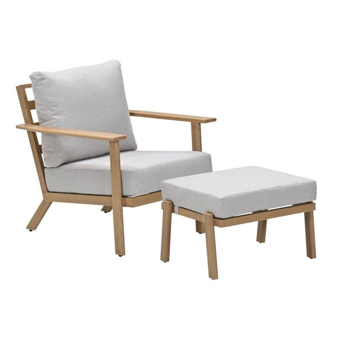 Garden Impressions Loungestoel Ariane light teak look incl voetenbank
