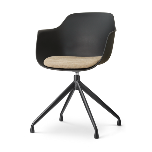 Nolon Nola-Liz draaibare eetkamerstoel zwart met nougatbruin zitkussen - zwart onderstel