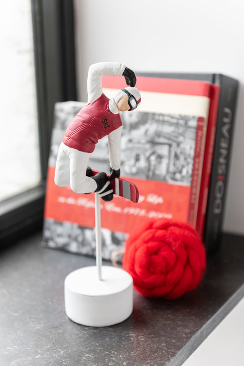 J-Line decoratie Snowboarder Op Basis - polyresin - rood/wit - 2 stuks - vtwonen shop