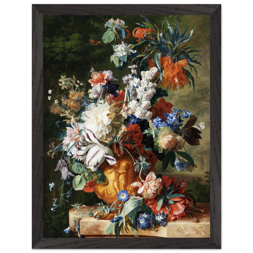 Artfulprints Poster met Lijst Jan van Huysum - Bouquet of flowers in an urn   - 30x40 cm - Meerkleurig