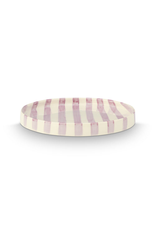 vtwonen -  Lunchbord - Strepen - Lila - Set van 2 - Keramiek - 20cm