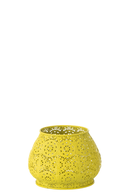 J-Line theelichthouder Cylinder - metaal/glas - geel - large - vtwonen shop