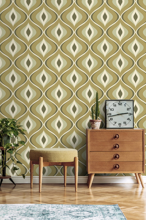 ESTAhome behang retro ornamenten vergrijsd groen - 50 x 900 cm - 130987 - vtwonen shop