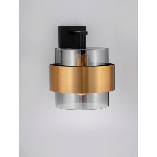Nova Luce SIANNA 18 cm wandlamp in de kleuren Smokey, Sandy Black en Brass Gold, E27, 1x12W