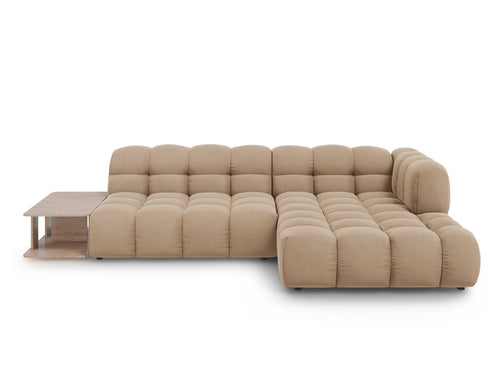 Cosmopolitan Design Modulaire hoekbank rechts Sky 4-zits, flueel, zand - 162x297x70cm