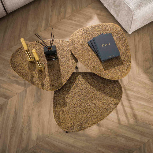 Giga Meubel Salontafel Metallic - Brons Metaal - Set van 3 - 58x43x48cm - vtwonen shop