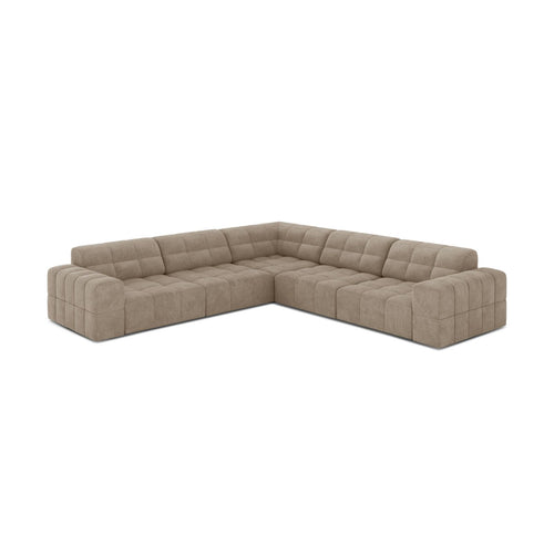 Cosmopolitan Design - Symmetrische hoekbank Chicago 4-zits, chenille donkerbeige - 285x285x78cm