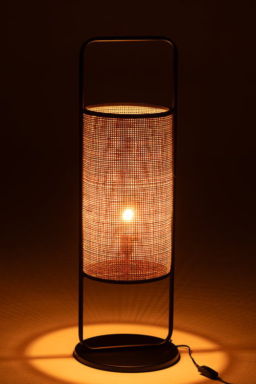 J-Line tafellamp Elton - metaal/jute - zwart/naturel - large