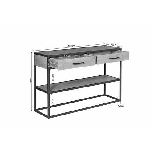 StarFurn Sidetable Denver - Naturel Mangohout - 2 Lades - 120x35x76cm - vtwonen shop