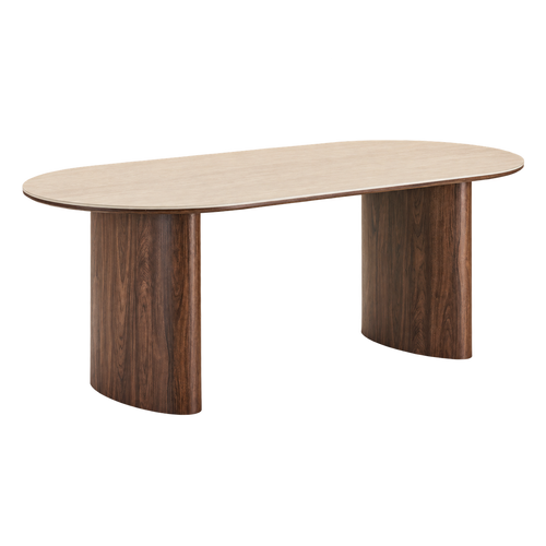 Artichok Dana houten eettafel met keramiek blad donkerbruin - 210 x 100 cm
