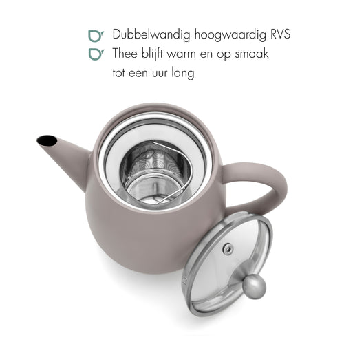 Bredemeijer Duet® Eva Theepot - Betongrijs - 1,1 ltr