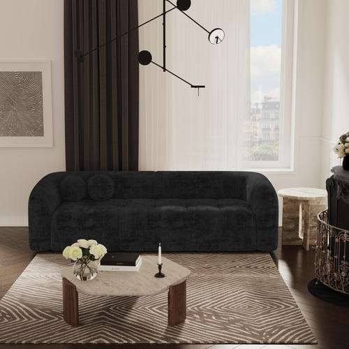 Sia Home - Rechte bank HAUSSMANN - Fluweel - Zwart - 226cm