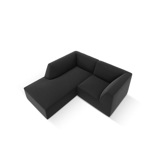 Cosmopolitan Design - Modulaire hoekbank links Siena 3-zits, imitatieleer zwart - 180x186x69cm
