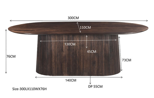 Livingfurn eetkamertafel Salvator Walnut - 300cm - mangohout