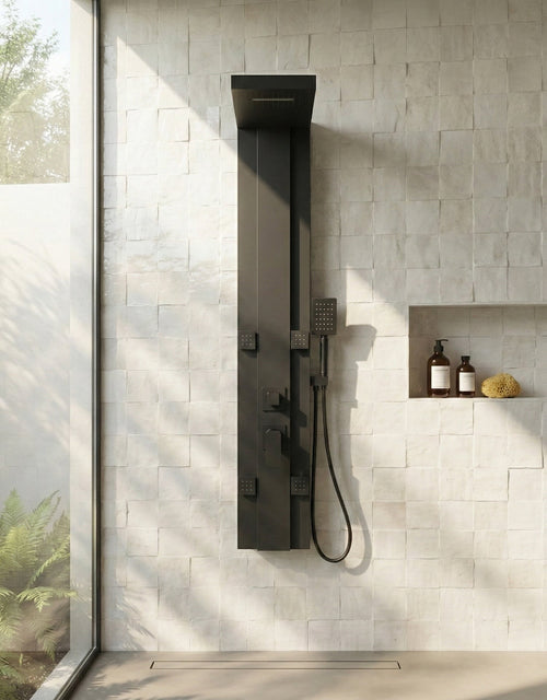 Badplaats Douchepaneel Arden 135 x 22 cm - Zwart - Aluminium Doucheset met Mengkraan en Douchekop