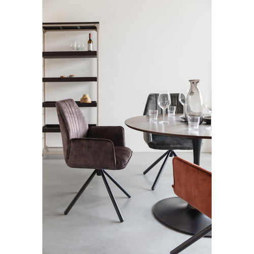 Housecraft Living Jamie Eetkamerstoelen met armleuning Wood/ Bruin - Set van 2