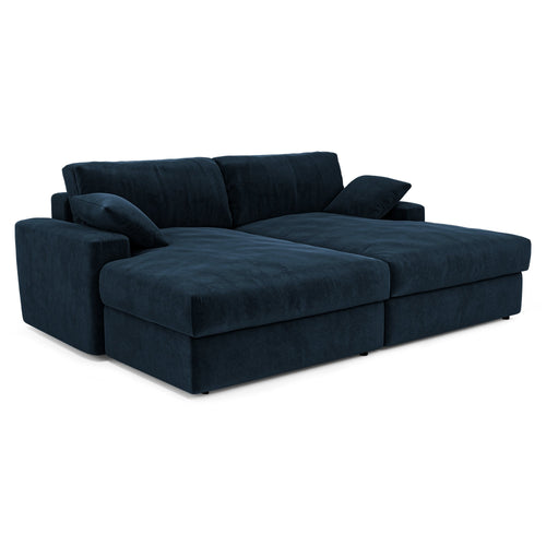 Premium Interiors - Sofa PLUM - fluweel middernachtblauw 260cm