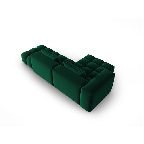 Cosmopolitan Design - Modulaire hoekbank links Verona 4-zits, flueel flessengroen - 145x265x70cm